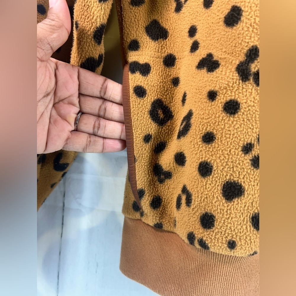 Madewell Better Fleece Womens Half Zip Sweatshirt Long Sleeve Cheetah Print Sz S - Picture 9 of 11